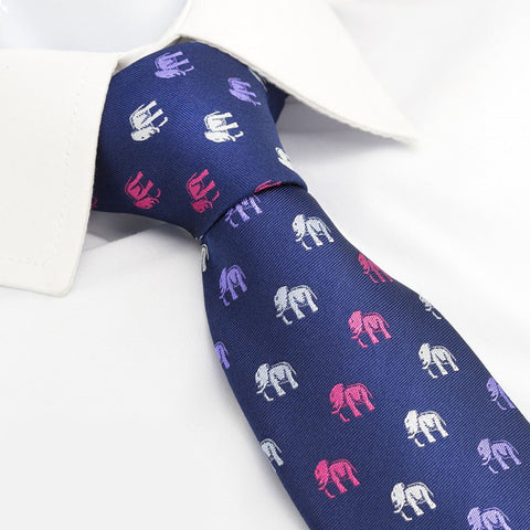 Elephant Motif Silk Tie