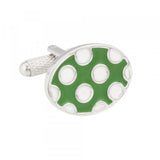 Green Oval Cufflinks with White Polka Dots