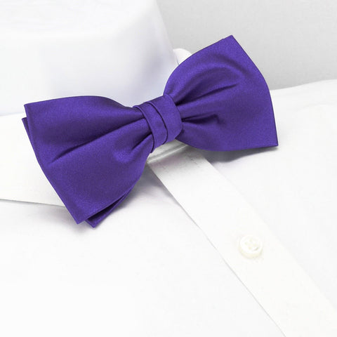 Pre-Tied Plain Purple Silk Bow Tie