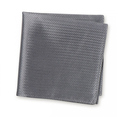 Grey Herringbone Silk Handkerchief