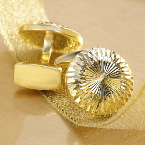 Striated Circular Gold Cufflinks