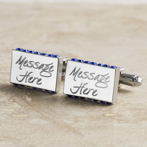 Rectangle Sapphire Cufflinks (Engraved)