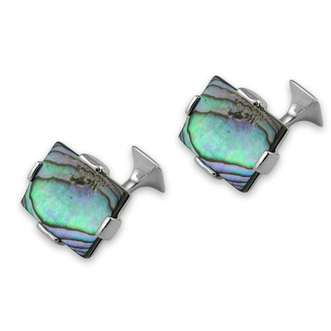 Sterling Silver Large Oyster Shell Rectangular Cufflinks