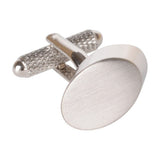 Brushed Silver Oval Cufflinks