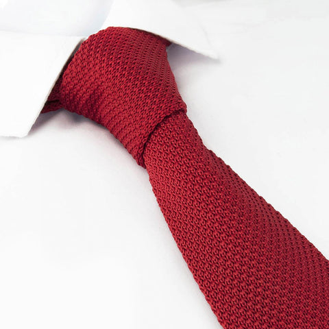 Red Knitted Square Cut Tie