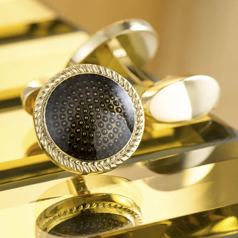 Gold Plated Bevelled Glass Cufflinks