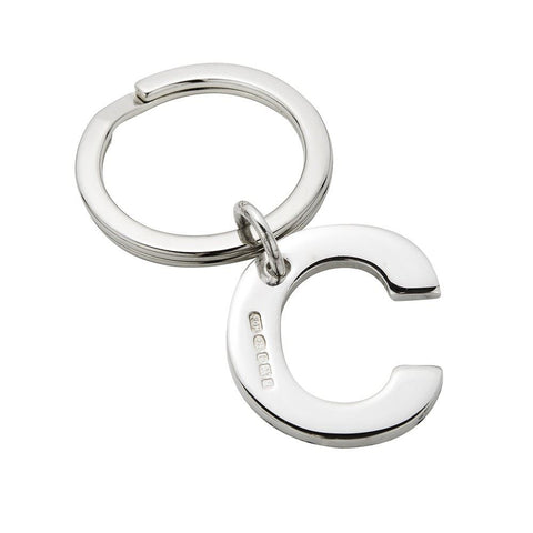 Sterling Silver Letter C Keyring