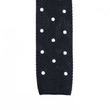 Black Polka Dot Knitted Square Cut Tie