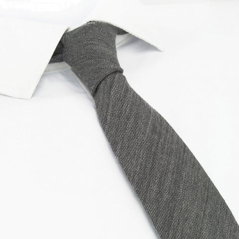 Plain Grey Wool Mix Slim Tie