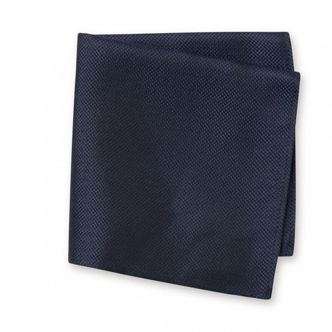 Navy Silk Plain Classic Textured Handkerchief