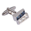 Blue And White Crystal Bar Cufflinks