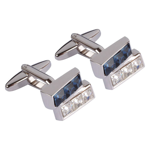 Blue And White Crystal Bar Cufflinks