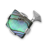 Sterling Silver Large Oyster Shell Rectangular Cufflinks