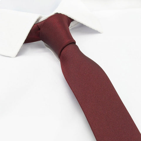 Plain Claret Slim Silk Tie