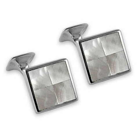 Sterling Silver Four Squared Mother of Pearl Cufflinks
