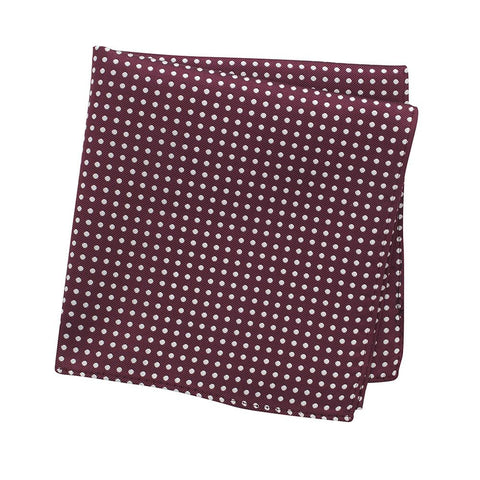 Dark Red Polka Dot Woven Silk Handkerchief