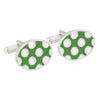 Green Oval Cufflinks with White Polka Dots