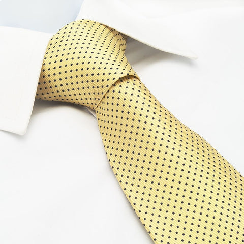 Yellow Neat Pin Dot Silk Tie