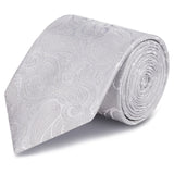 Silver Paisley Woven Silk Tie