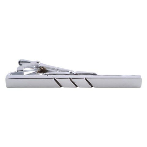Parallel Lined Silver Tie Bar