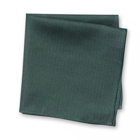 Dark Green Silk Plain Classic Textured Handkerchief