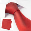 Plain Red Woven Silk Tie & Handkerchief Set