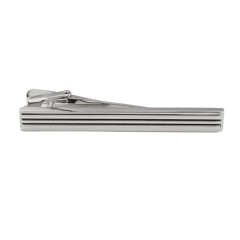 Double Lined Silver Plated Tie Bar