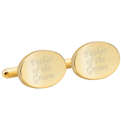 Engraved Gold Father of the Groom Cufflinks