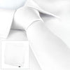 Plain White Silk Tie & Handkerchief Set