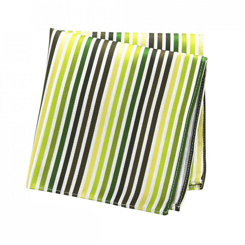 Various Green Striped Woven Silk Handkerchief