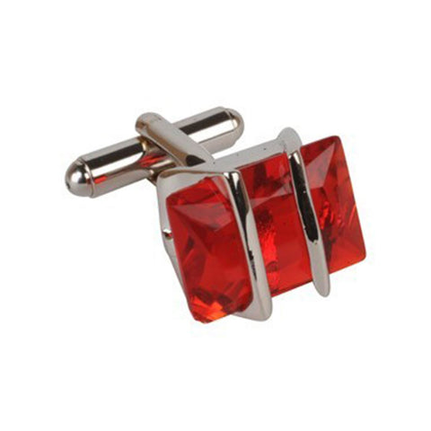 Crystal Red & Silver Cufflinks