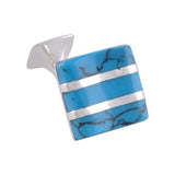 Sterling Silver Turquoise Wave Cufflinks