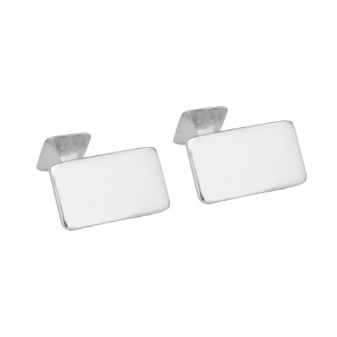 Sterling Silver Plain Rectangle Cufflinks