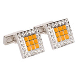 Orange Enamel With Clear Swarvoski Crystals Cufflinks