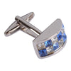 Blue and White Rounded Crystal Cufflinks