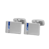 Silver Cufflinks With Mixed Crystals (Engraved)