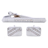 Crystal Silver Cufflinks & Tie Bar Set