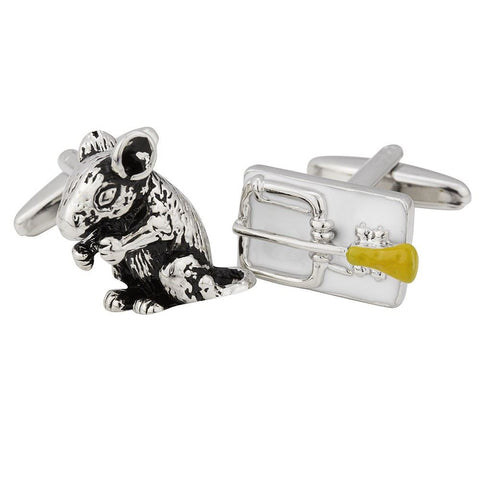 Mouse & Cheese Baited Trap Cufflinks
