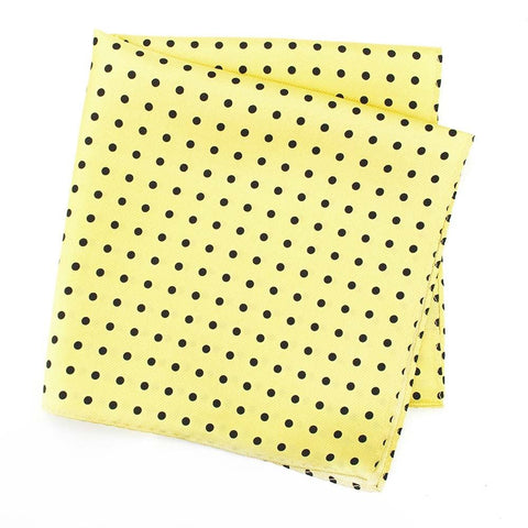 Yellow Silk Handkerchief With Black Polka Dots