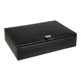 Black Leather 15 Piece Cufflink Box with Grey Lining