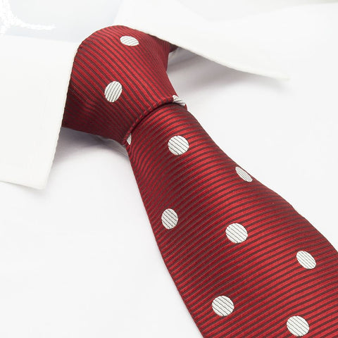 Red Silk Tie With White Polka Dots