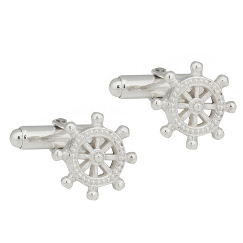 Sterling Silver Ship Wheel Cufflinks