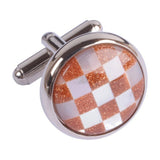 Mother of Pearl Orange Chequered Circles  Cufflinks