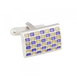 Rectangular Purple & Cream Cufflinks