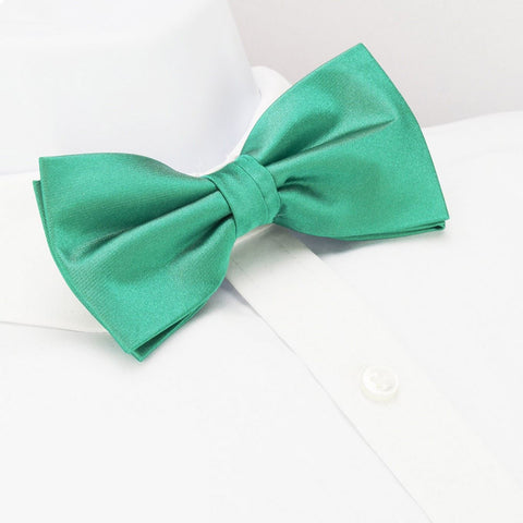 Pre-Tied Plain Turquoise Silk Bow Tie