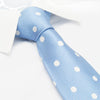Blue Silk Tie With White Polka Dots