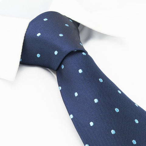 Navy & Blue Polka Dot Woven Silk Tie