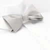 Self-Tie Plain Silver Silk Bow Tie