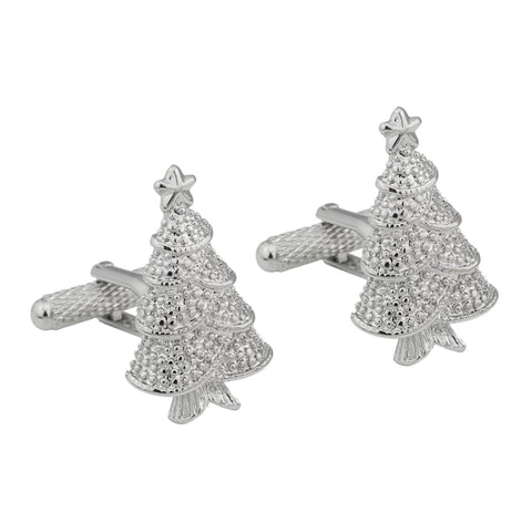 Silver Christmas Tree Cufflinks