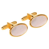 Gold Plated Mother of Pearl Oval Cufflinks